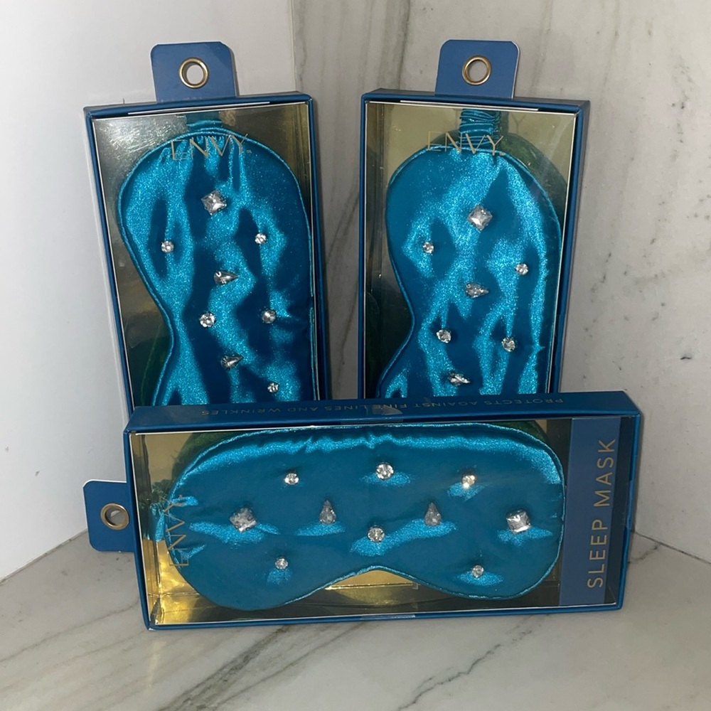 3 New ENVY SATIN Sleep Mask with Rhinestone Jewels NIB Bundle